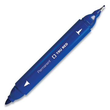 TRU RED™ Permanent Marker, Pen-style Twin-tip, Extra-fine-fine Bullet-needle Tips, Blue, Dozen freeshipping - TVN Wholesale